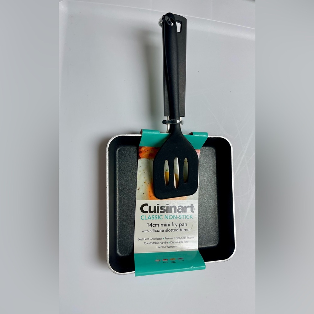 Cuisinart Black red Non-Stick Mini Fry Pan with Slotted Tuủner 🎁 Christmas new
